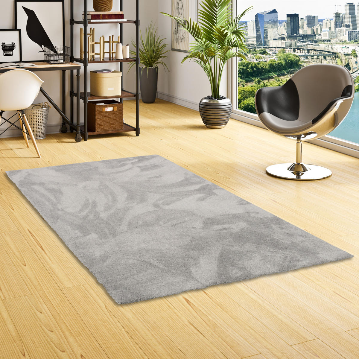 LUXUS HOCHFLOR SHAGGY TEPPICH VELVET - Grau, Textil (80/160cm) - Snapstyle