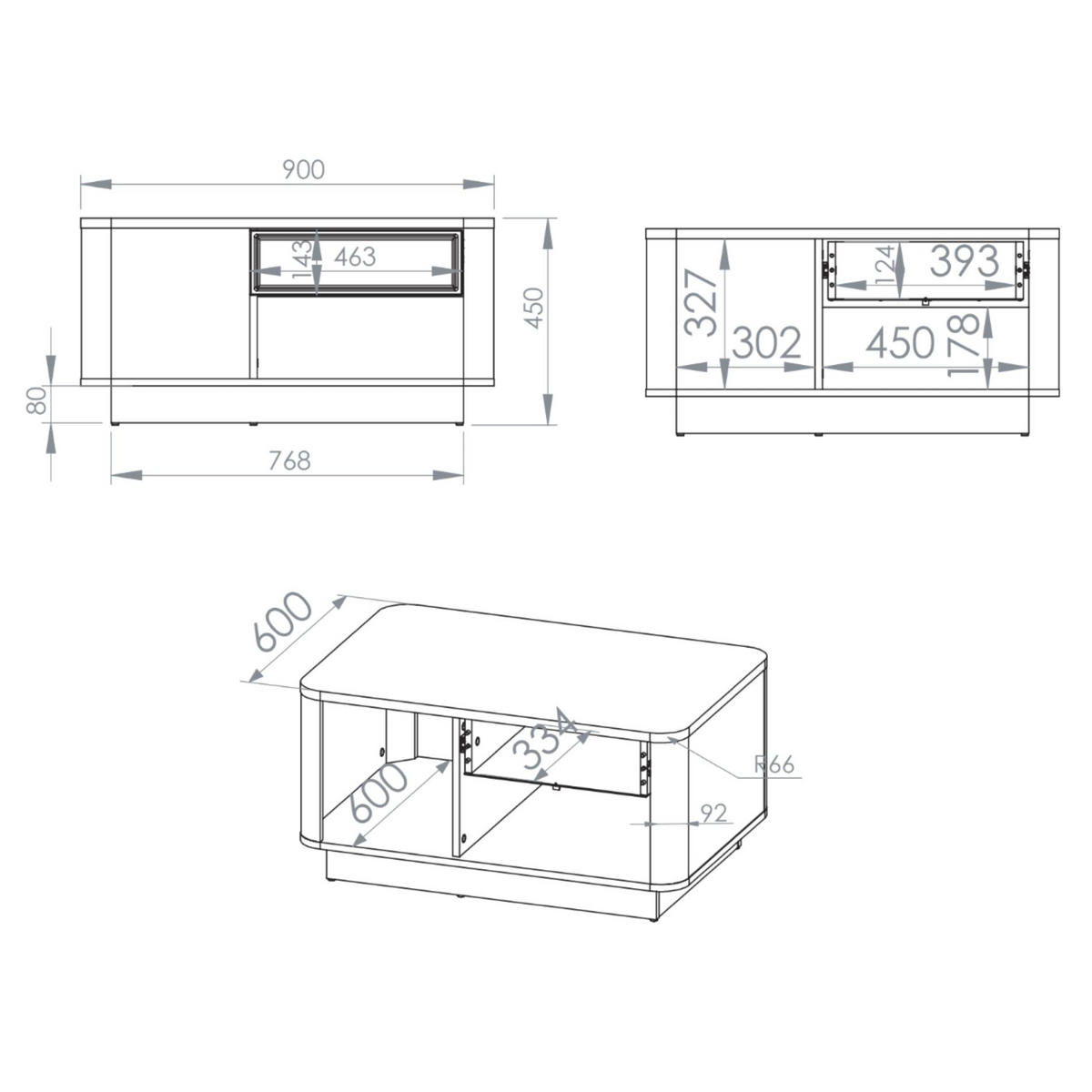 COUCHTISCH Velveto Kaschmir/Eicheoptik Dunkel 90 x 60 cm - Taupe, Holzwerkstoff (60/90/45cm) - Selsey