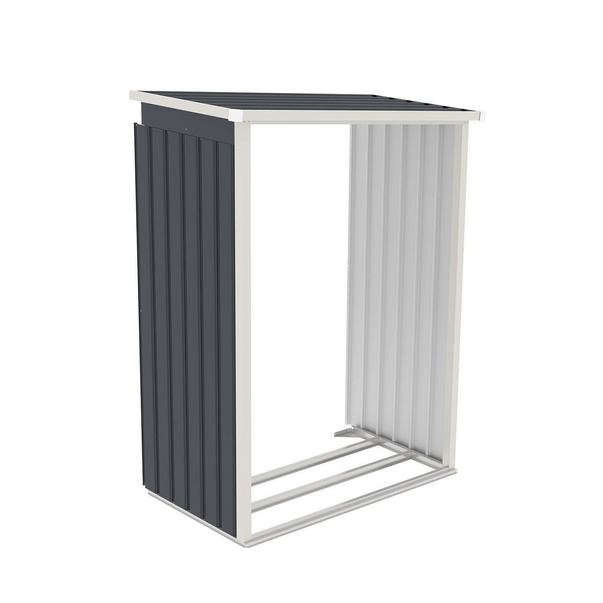 GERÄTESCHUPPEN M mit Holzunterstand rechts - Anthrazit, Metall (213/173/130cm) - Juskys