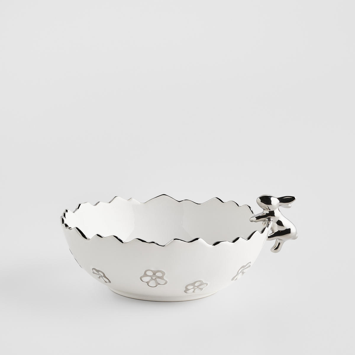 SERVIERSCHÜSSEL Flosales bunny - Weiß, Stein (28/24/12.5cm) - home&you