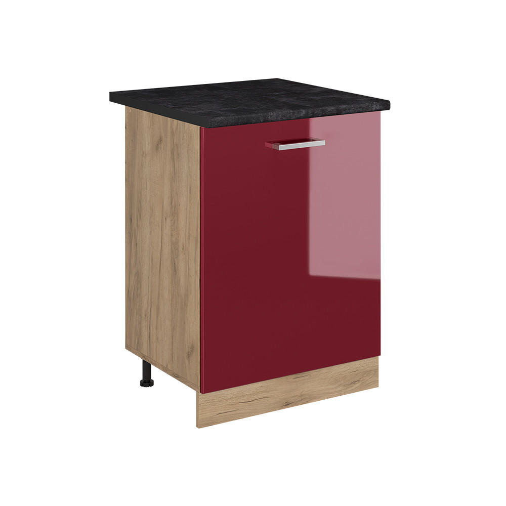 Vicco Küchenunterschrank Rot, Eiche 60x81.6x60 cm