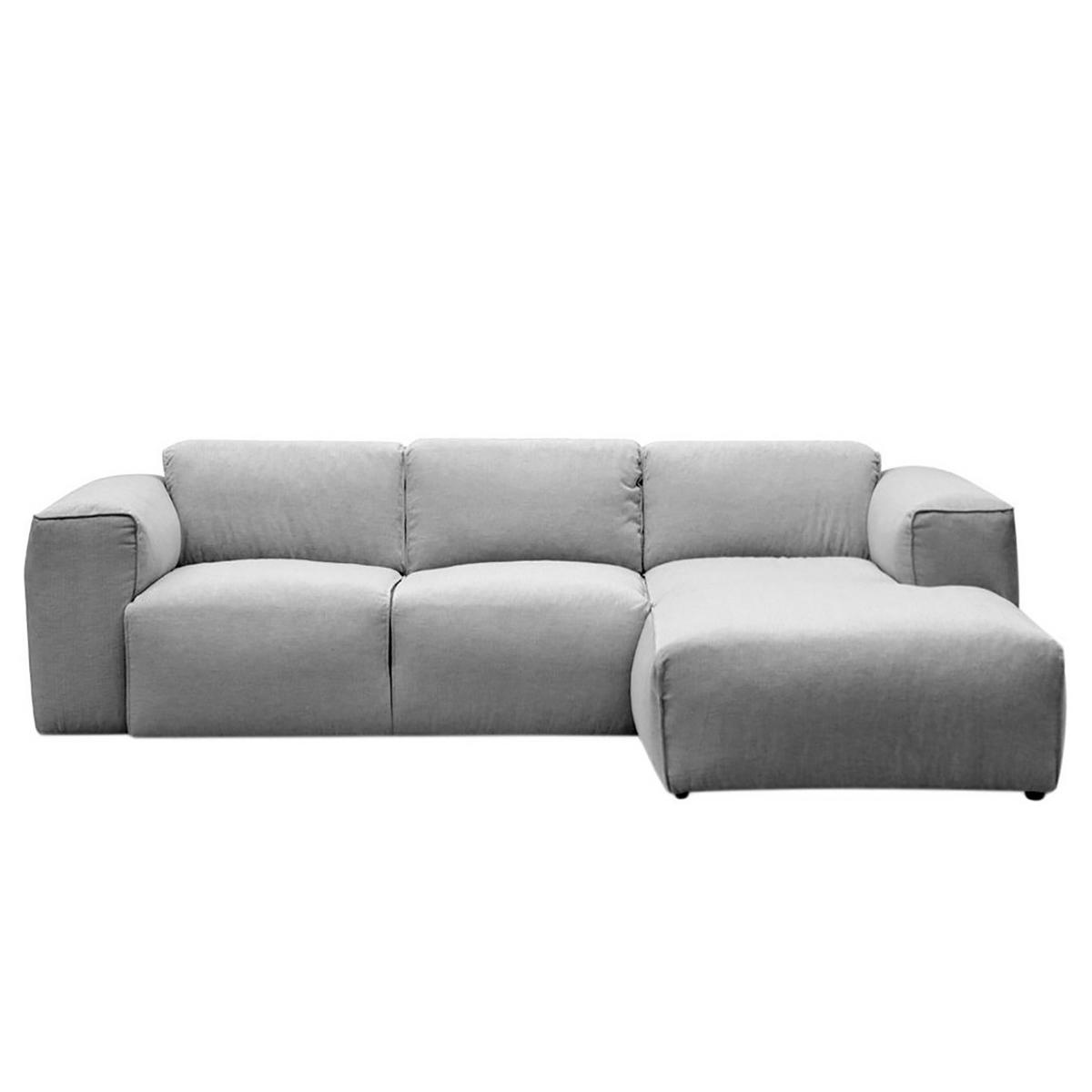 3-SITZER ECKSOFA mit Longchair - Hellgrau/Schwarz, Kunststoff/Textil (251/173cm) - home24