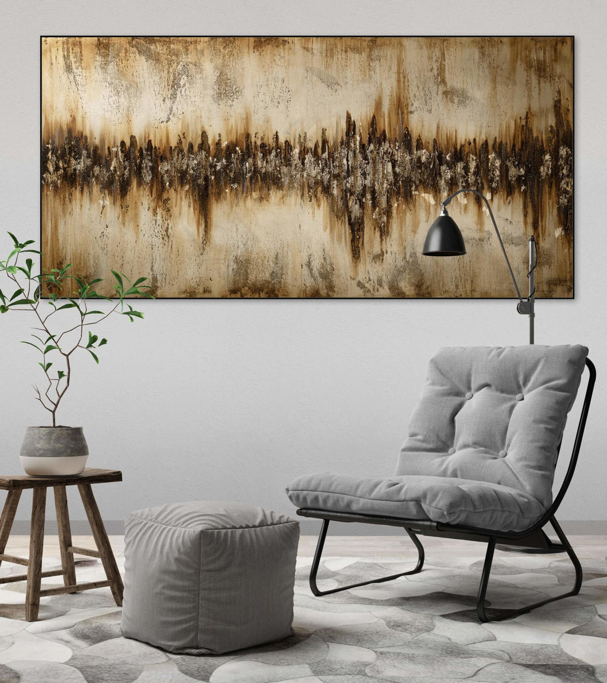 ACRYLBILD HANDGEMALT 140/70 cm - Braun, Holz/Textil (140/70cm) - KUNSTLOFT