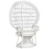 PFAUENSESSEL Rattan/Baumwolle weiß Emmanuelle - Weiß, Naturmaterialien/Textil (120/150/50cm) - Beliani