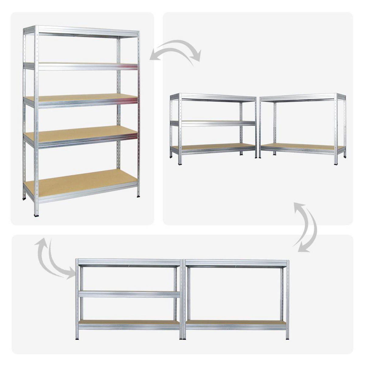 SCHWERLASTREGAL Rivet 180x120x45 cm Fachlast 250 kg Innovatives Stecksystem Verzinkt - Silberfarben, Metall (120/180/45cm) - PROREGAL