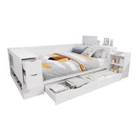 JUGENDBETT 140x190 cm in Weiß mit Schublade und seitlichem Stauraum - Weiß, Holzwerkstoff (140/190cm) - IVMEU