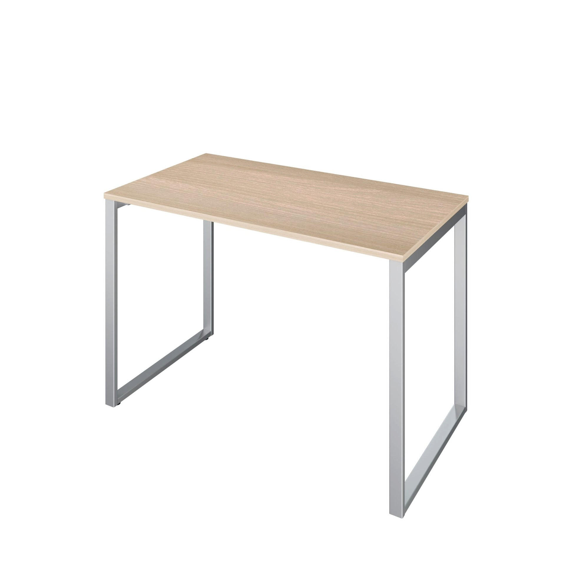 SCHREIBTISCH Fulda 110x60 cm – Eiche Weiß mit Metallic Gestell - Weiß, Holzwerkstoff/Metall (60/110/74cm) - Letti Moderni