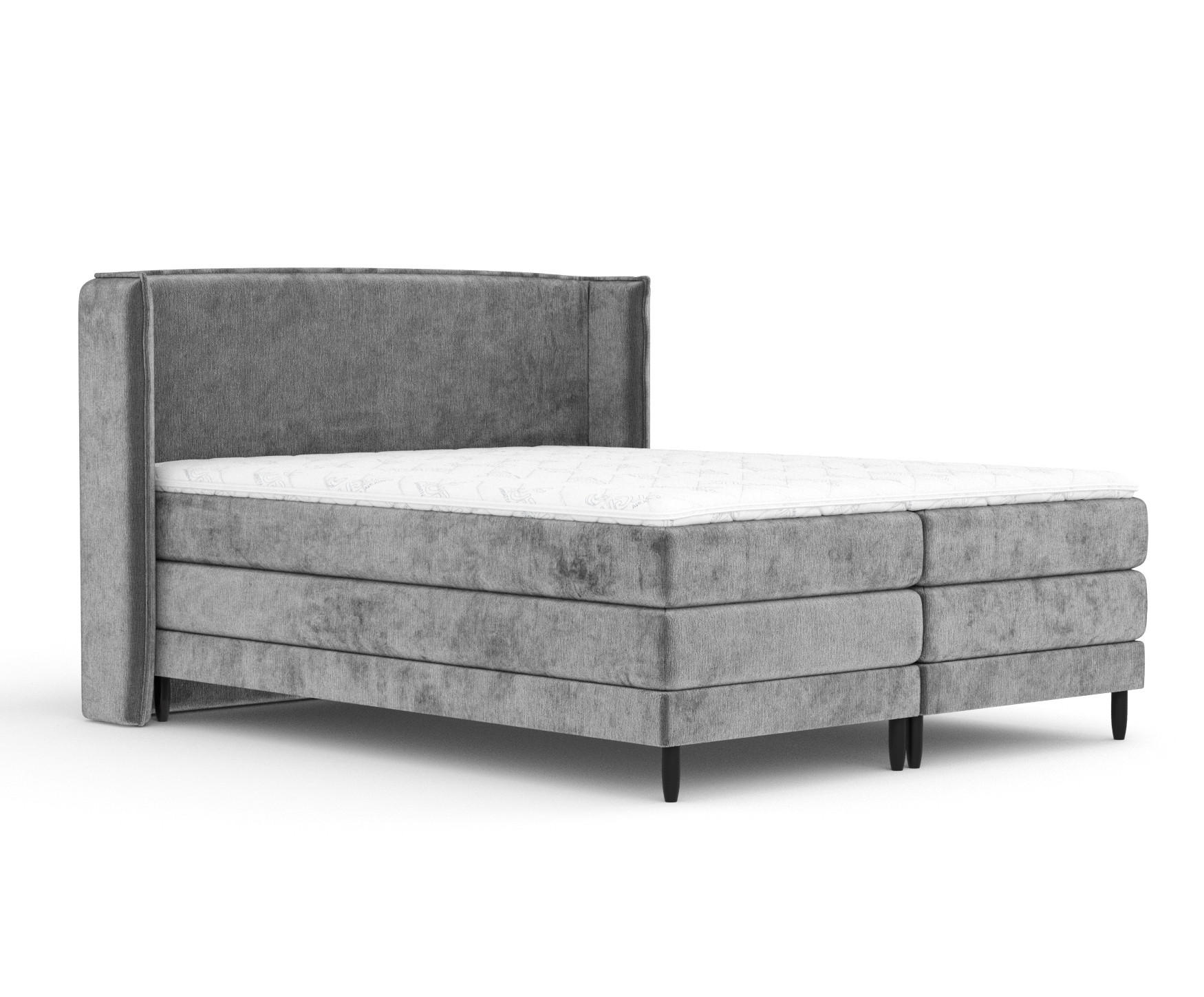 BOXSPRINGBETT Carizzo Grau 200/200 cm mit Matratze und Topper - Schwarz/Grau, Holz/Holzwerkstoff (200/200cm) - Maison de Reve