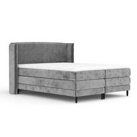 BOXSPRINGBETT Carizzo Grau 180/200 cm mit Matratze und Topper - Schwarz/Grau, Holz/Holzwerkstoff (180/200cm) - Maison de Reve