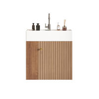 UMYVADLOVÁ skříňka 55 cm hnědá z MDF s úložným prostorem a snadnou údržbou - hnědá, kompozitní dřevo (55/66.5/31cm) - OKWISH
