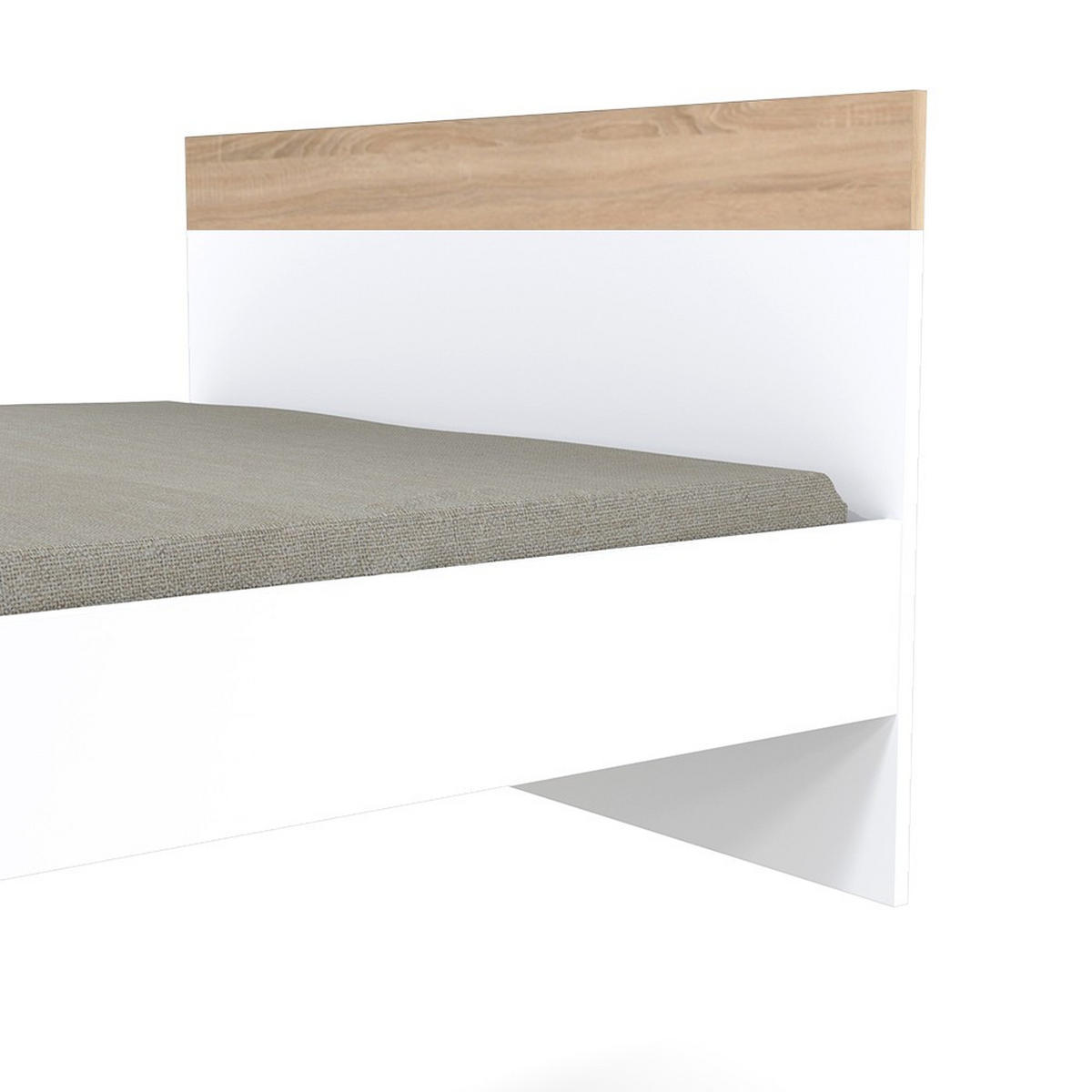BETT CAMPER/ 160x200 cm - Weiß & gebleichte Eiche - Weiß, Holzwerkstoff (160/200cm) - Weber Industries