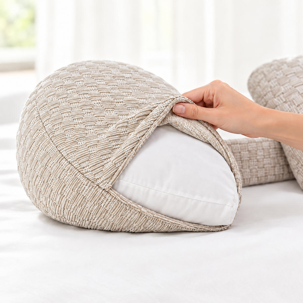 POLŠTÁŘ krémový těhotenský 2dílná-sada - krémová, textil (60/34cm) - Relaxdays