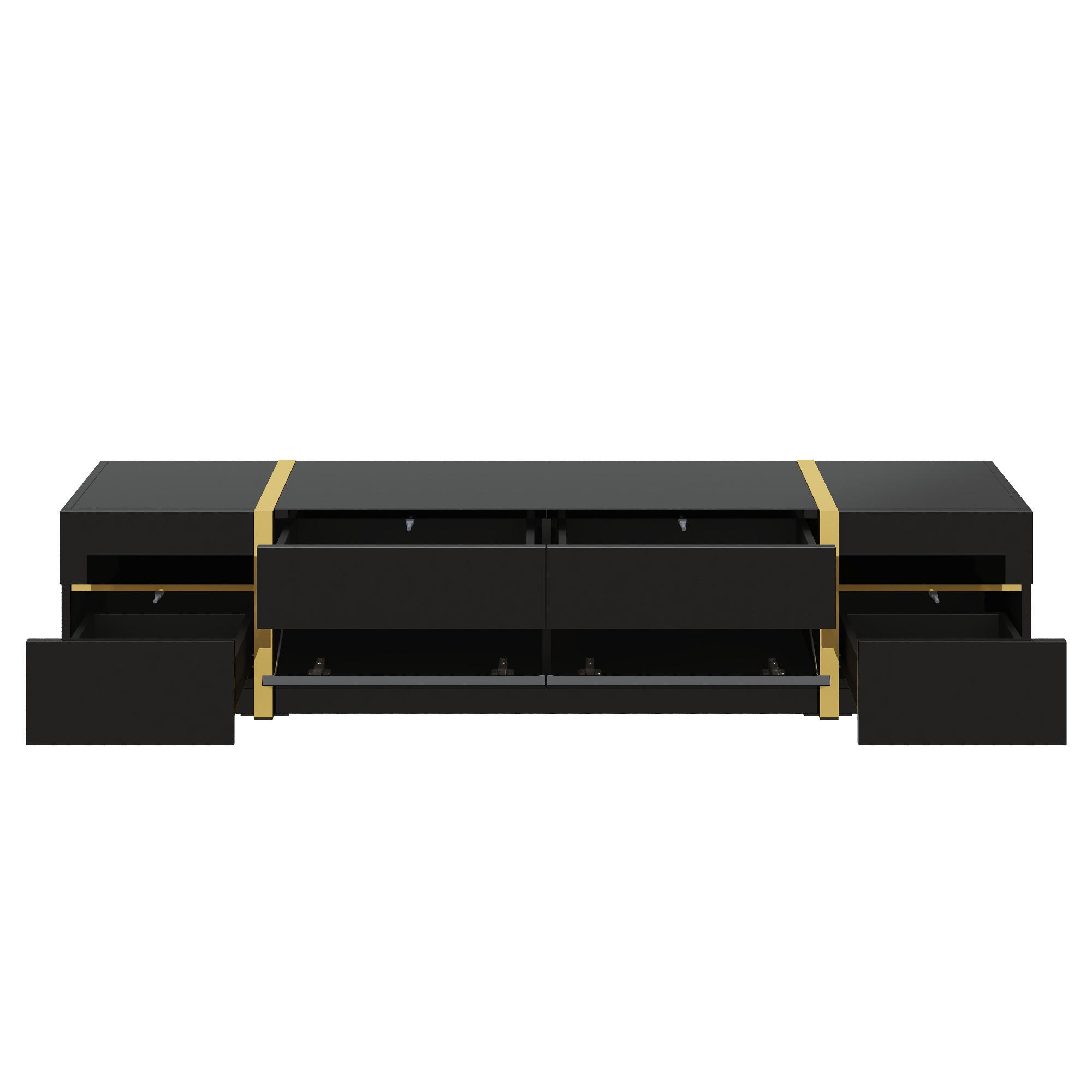 TV-ELEMENT 180/40/38 cm Schwarz mit 4 Schubladen - Schwarz, Holz (180/38/40cm) - Oxeza