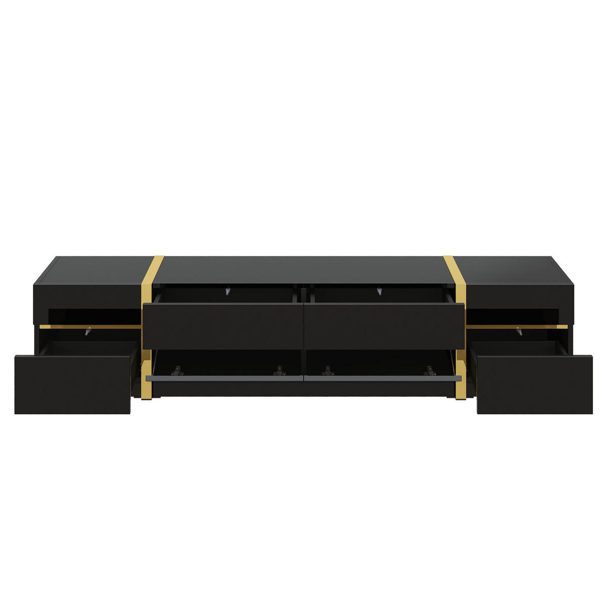 TV-SCHRANK Hochglanz Gold Schubladen Türen modern - Schwarz, Holzwerkstoff (40/38/180cm) - FLIEKS