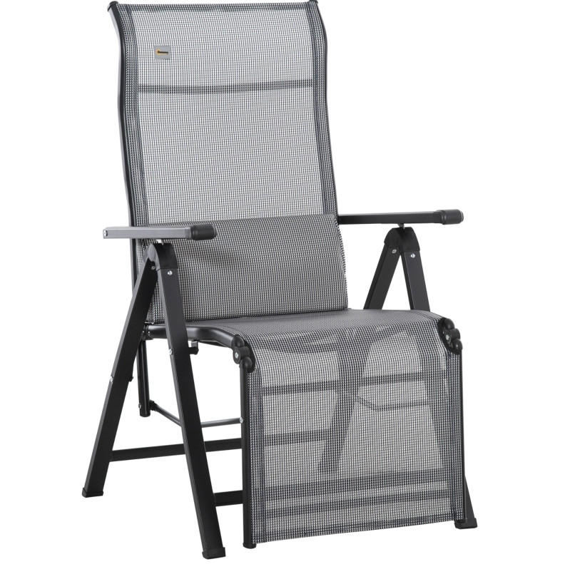 GARTENLIEGE 70/65/111 cm grau aus Stahl klappbar mit Kissen - Grau, Metall (70/111/65cm) - OKWISH