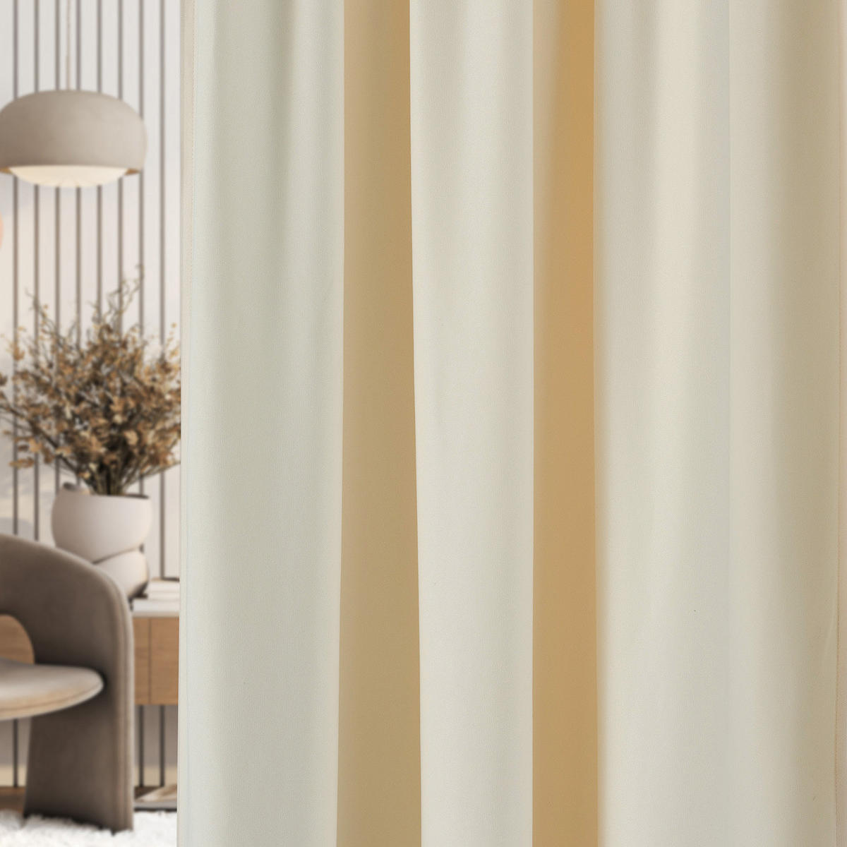 FERTIGVORHANG mit Schlaufenband ecru 140 x 280 cm - Ecru, Textil (140/280/1cm) - Dekoria