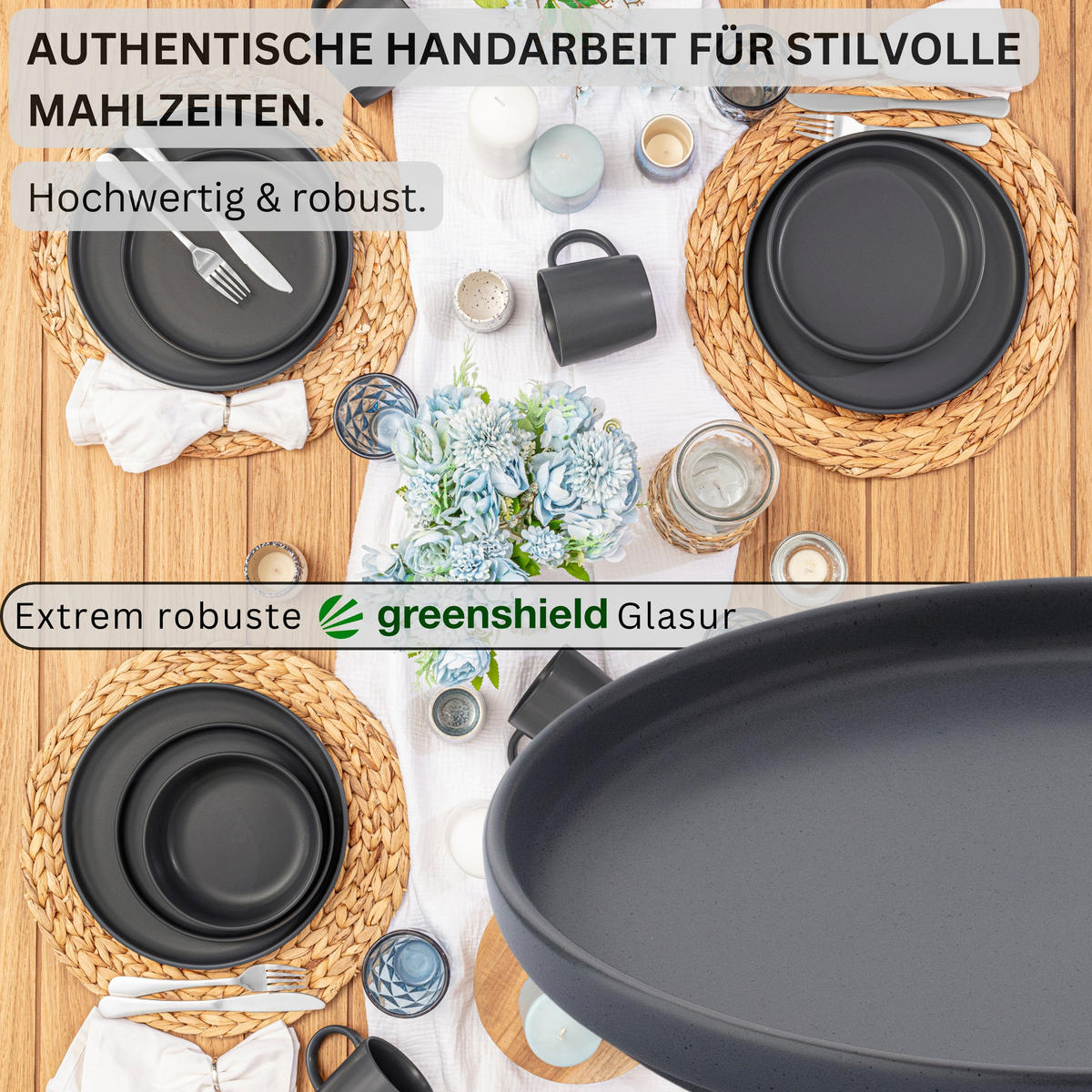DESSERTTELLER LEEDS NIGHTSKY - 6 teilig aus Steingut - Dunkelgrau, Stein (20.5cm) - Sänger