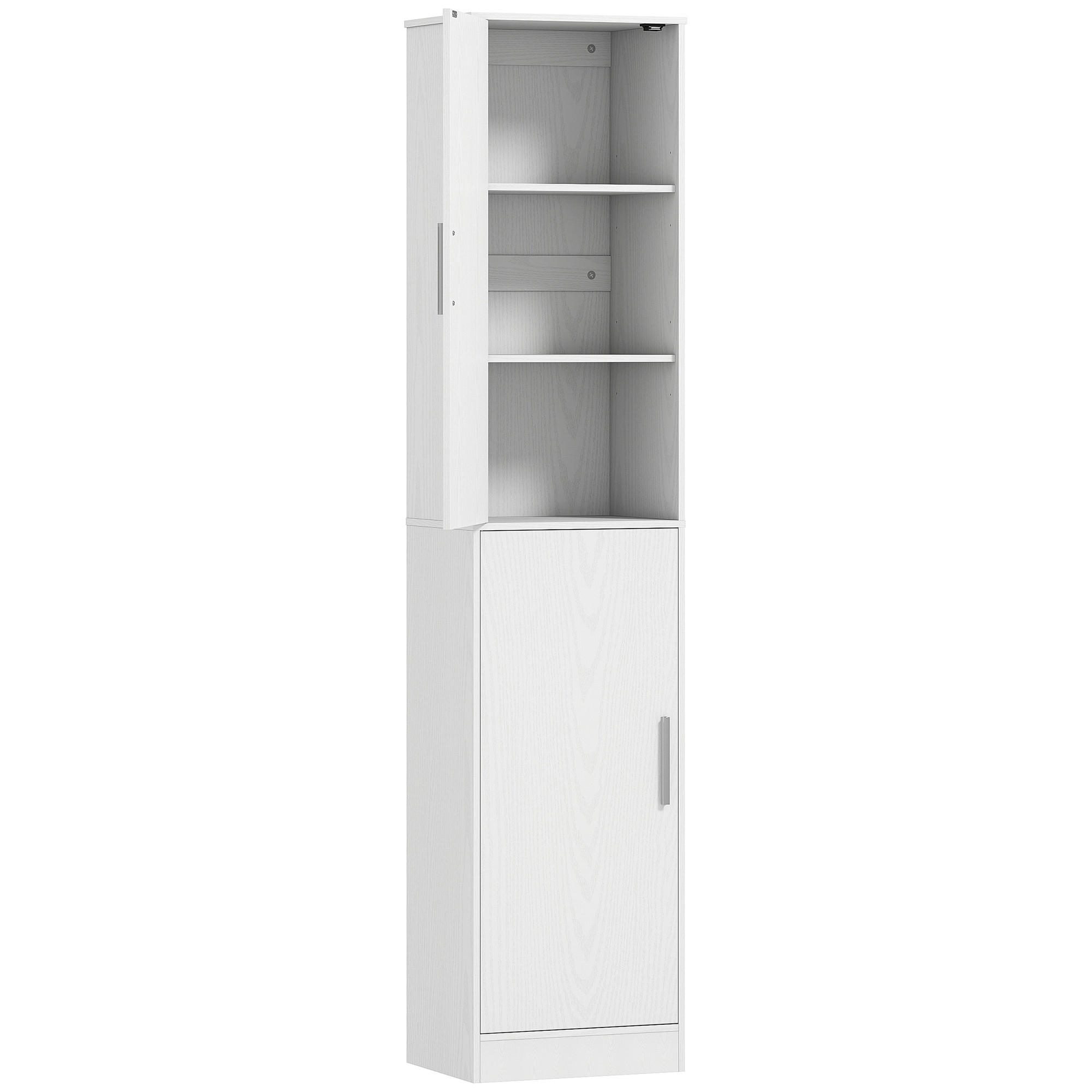 BADEZIMMERSCHRANK Badschrank Hochschrank schmal mit 2 Türen Verstellbare Regale - Weiß, Karton (35/180/40cm) - HOMCOM