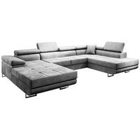 WOHNLANDSCHAFT Vild mit verstellbaren Kopfstützen, Hellgrau, rechts - Chromfarben/Hellgrau, Textil (350/90/205cm) - Beautysofa