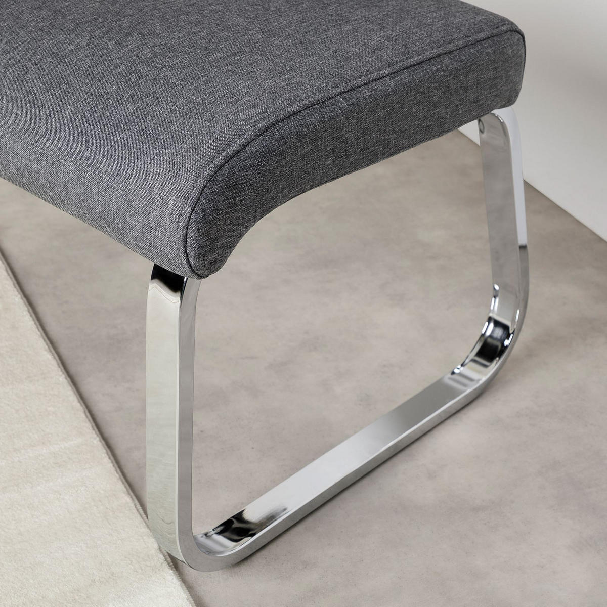 ESSZIMMERBANK VILAS grau - Grau, Textil/Metall (136/89/59cm) - IDIMEX