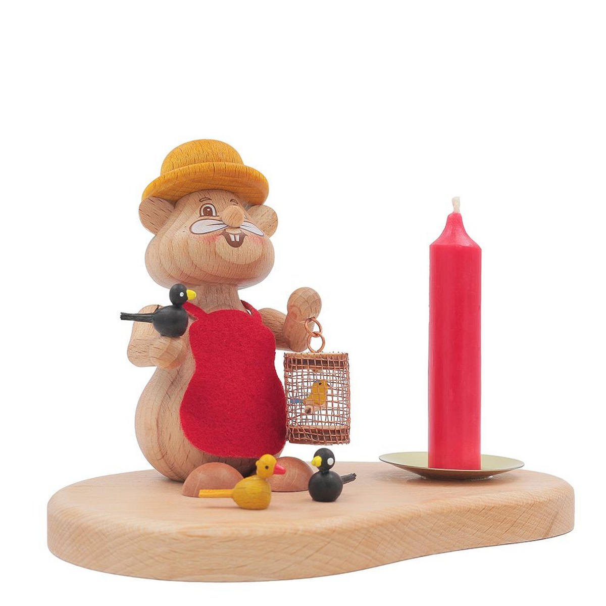 HOLZFIGUR Hamster Vogelzüchter mit Kerzenhalter 11 cm - Multicolor, Metall (14/1/0.1cm)