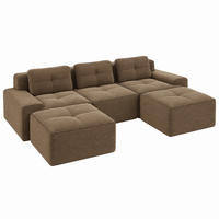 SOFA modular mit Tiefsitz Cord Braun - Braun, Kunststoff (177/69/293.1cm) - Meubliv