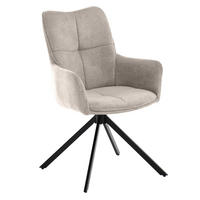 ARMLEHNENSTUHL Pecto mit Drehfunktion und schwarzem Metallgestell, Beige - Beige/Schwarz, Metall (43/93/55cm) - Beautysofa
