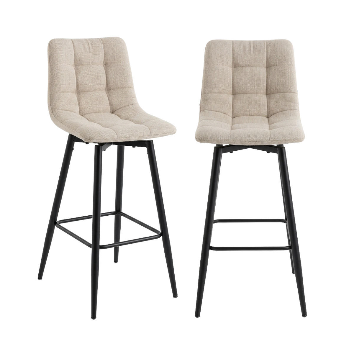 2ER-SET gepolsterter Hocker aus meliertem Stoff 42/94/51 cm - Beige, Textil (42/94/49cm) - Calicosy