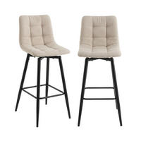 2ER-SET gepolsterter Hocker aus meliertem Stoff 42/94/51 cm - Beige, Textil (42/94/49cm) - Calicosy