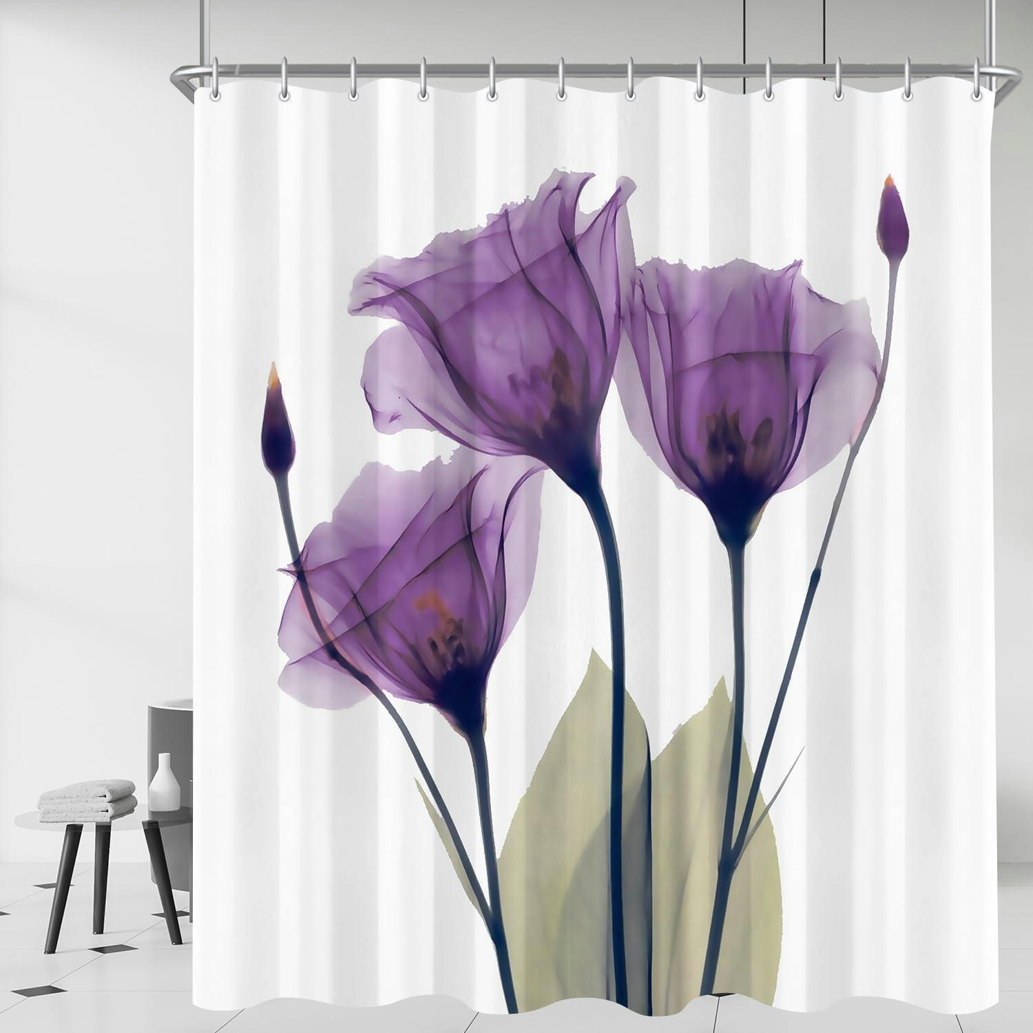 DUSCHVORHANG Violette Blumen 180 x 200 cm - Lila, Textil (180/200cm)