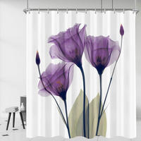 DUSCHVORHANG Violette Blumen 180 x 200 cm - Lila, Textil (180/200cm)