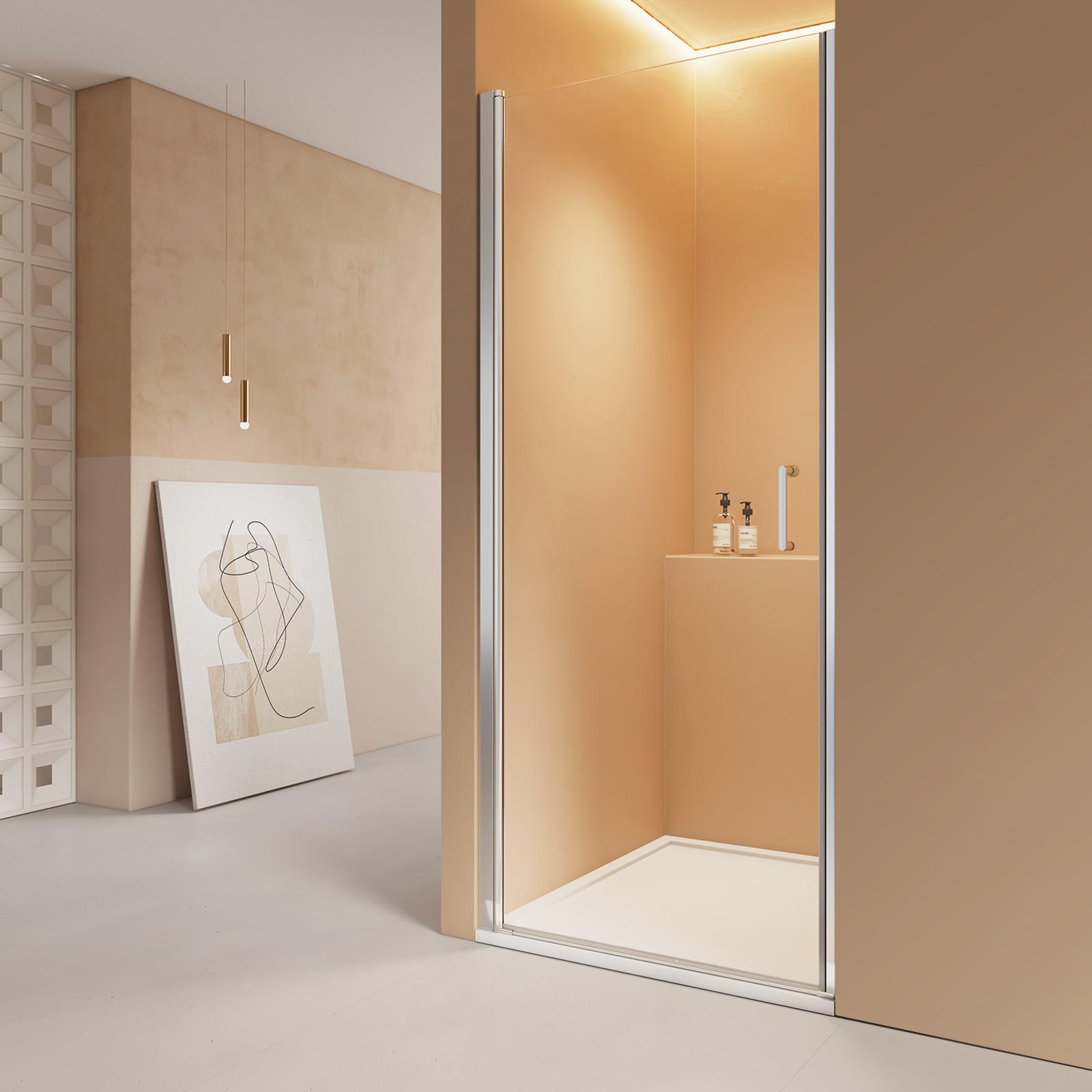 DUSCHTRENNWAND Drehfalttür Chrom 80/195 cm - Chromfarben, Glas (80/195cm) - EMKE