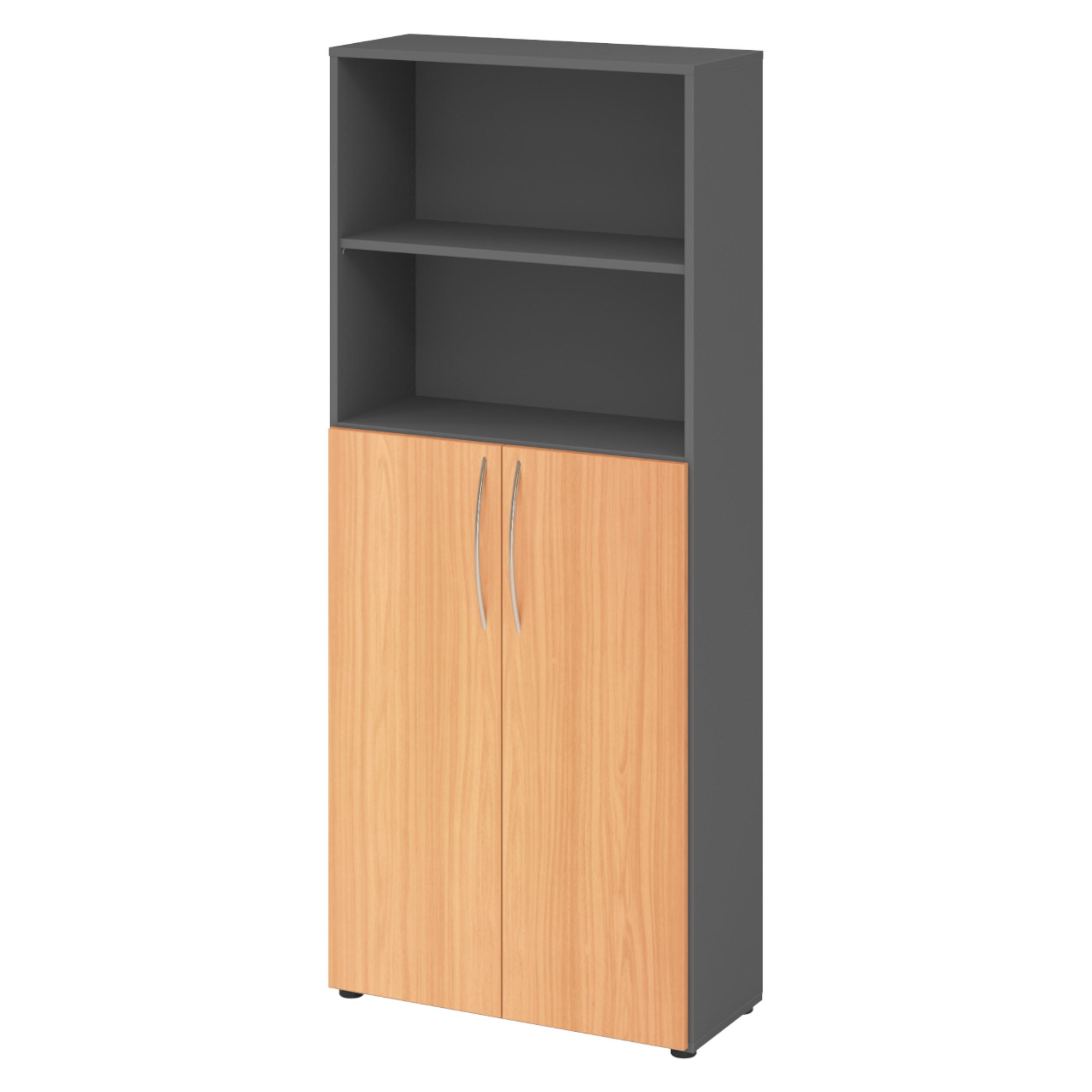 bümö Regalschrank Graphit, Buche 80x188x35 cm