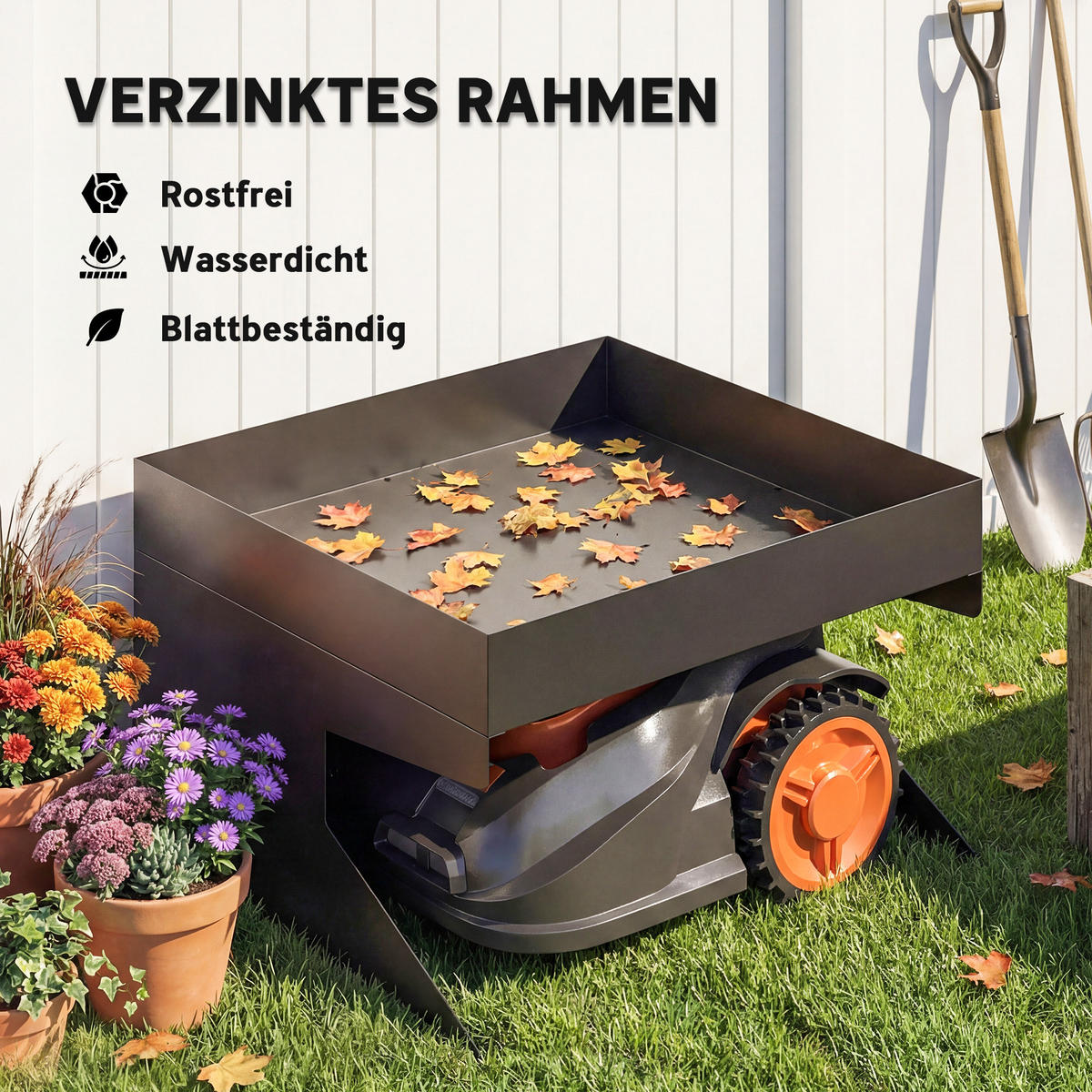 MÄHROBOTER-GARAGE Galvanisierter-Stahl Schwarz - Schwarz, Metall (70/46/75cm) - Outsunny