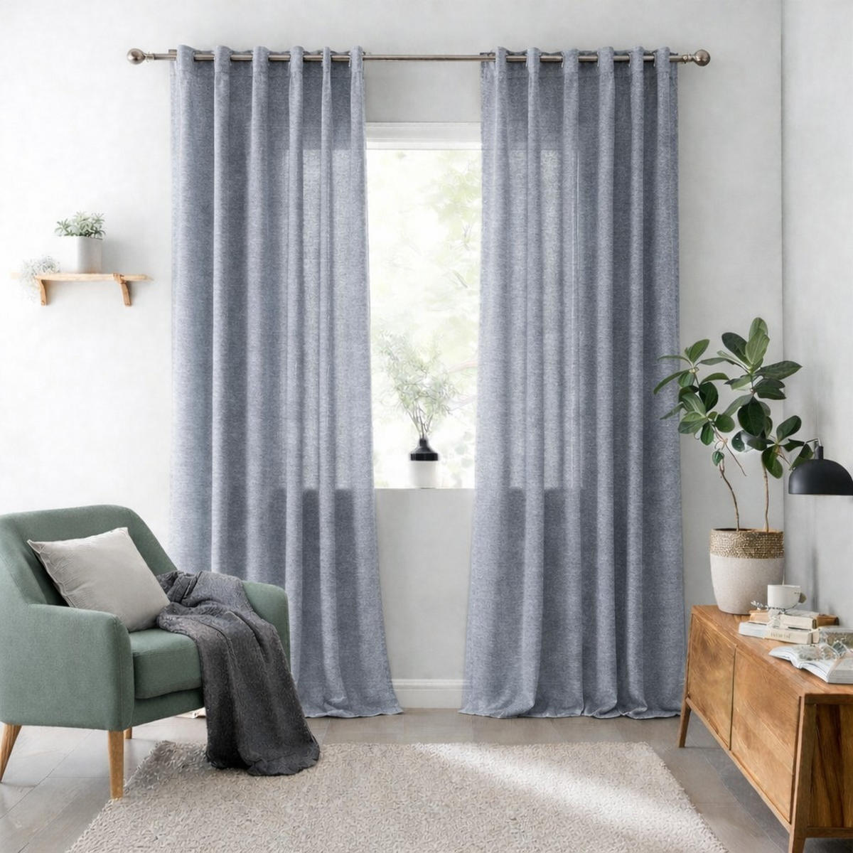 VORHANG MIT ÖSEN – lichtdurchlässig Grau, 280X300 - Grau, Kunststoff (280/300cm) - STORESDECO