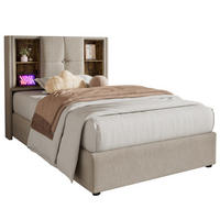 POLSTERBETT 90/200 cm Naturfarben mit Kabellosem Laden und USB-Anschlüssen - Naturfarben, Textil (90/200cm) - OKWISH