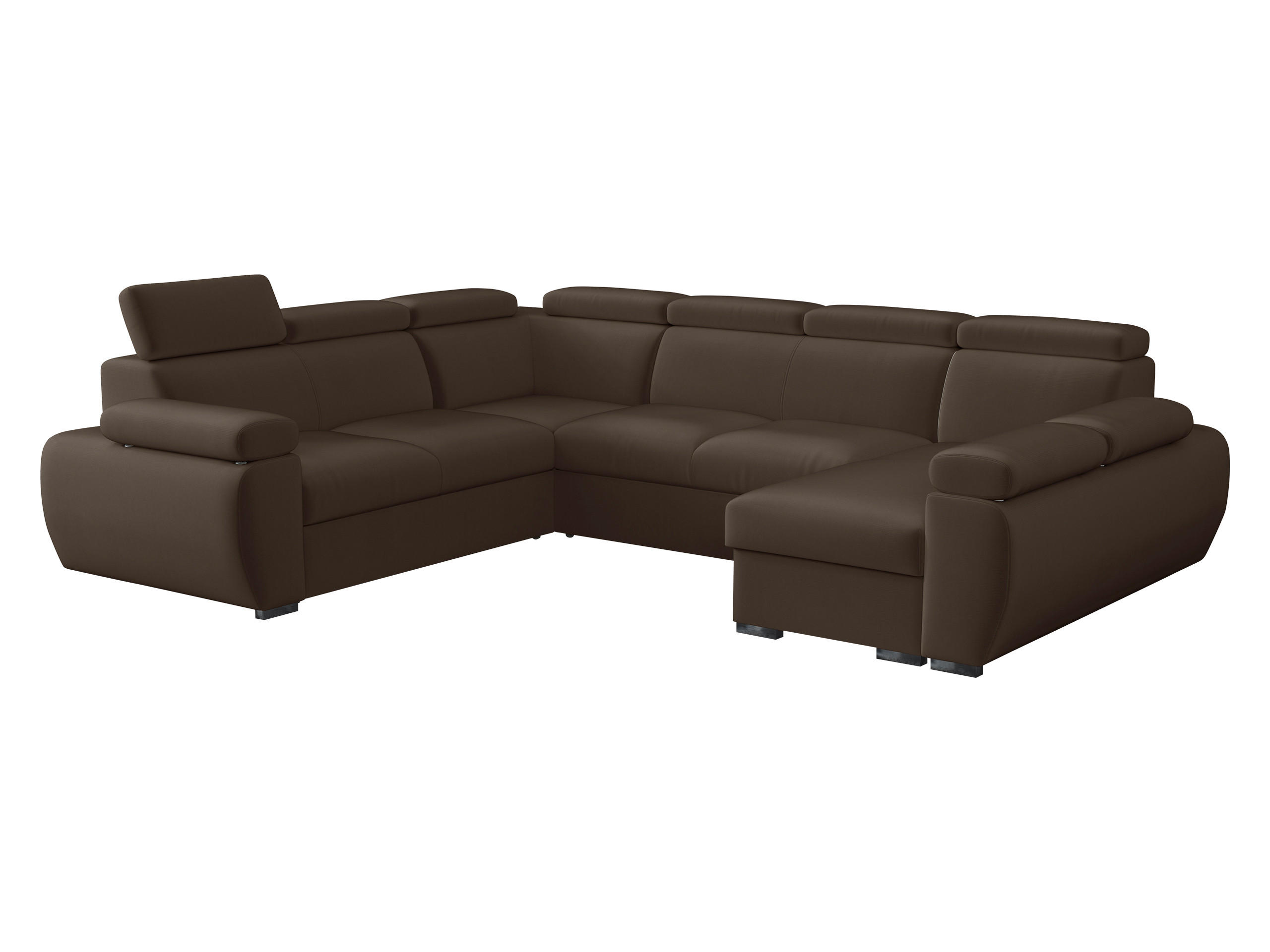 WOHNLANDSCHAFT Boston U, Seite: Rechts - 2R+R+2P+LC - Chromfarben/Braun, Holz/Textil (325/98/260cm) - MIRJAN24
