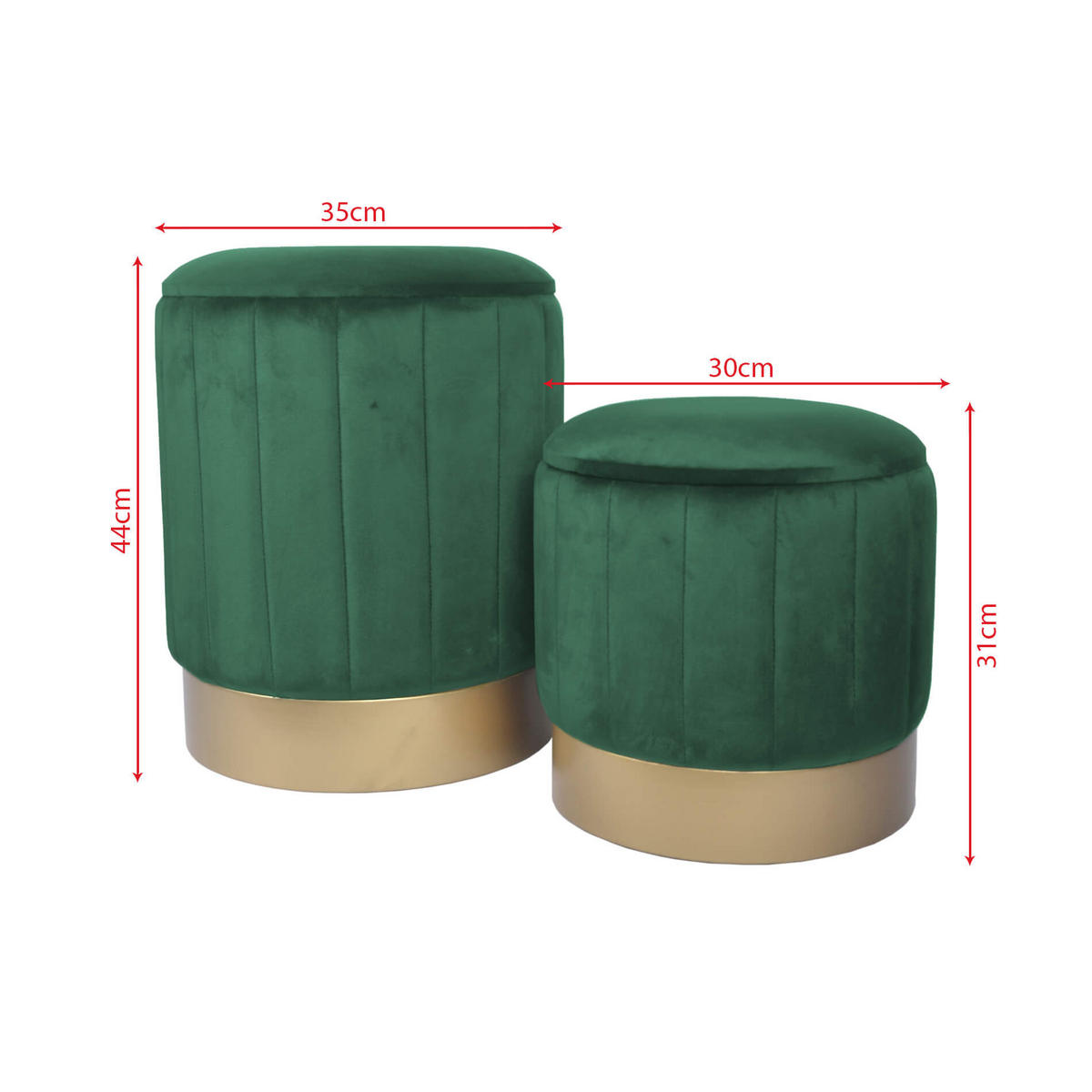 FUSSHOCKER 2er Set Grün 35/35/44 cm - Grün, Textil (35/44/35cm) - Mobili Rebecca