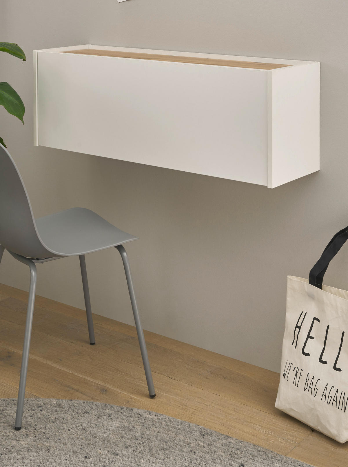 SEKRETÄR Weiß matt, Eiche Wotan 100 cm, Wandschrank mit klappbarem Oberboden - Eiche Wotan/Weiß, Holzwerkstoff (30/100/35cm) - Furn.Design