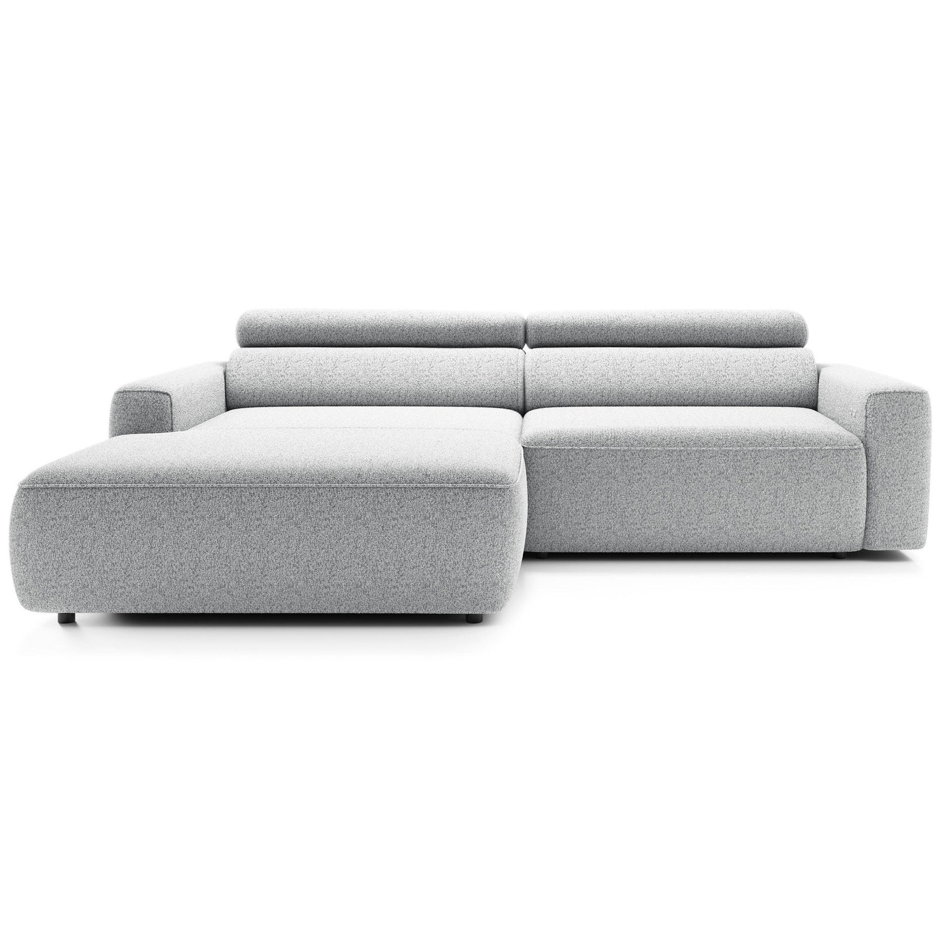ECKSOFA Fando mit Schlaffunktion, L-Form, 4-Sitzer 252 cm, links Flechtstoff Hellgrau - Hellgrau/Schwarz, Holz/Kunststoff (252/182cm) - Selsey