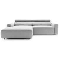 ECKSOFA Fando mit Schlaffunktion, L-Form, 4-Sitzer 252 cm, links Flechtstoff Hellgrau - Hellgrau/Schwarz, Holz/Kunststoff (252/182cm) - Selsey