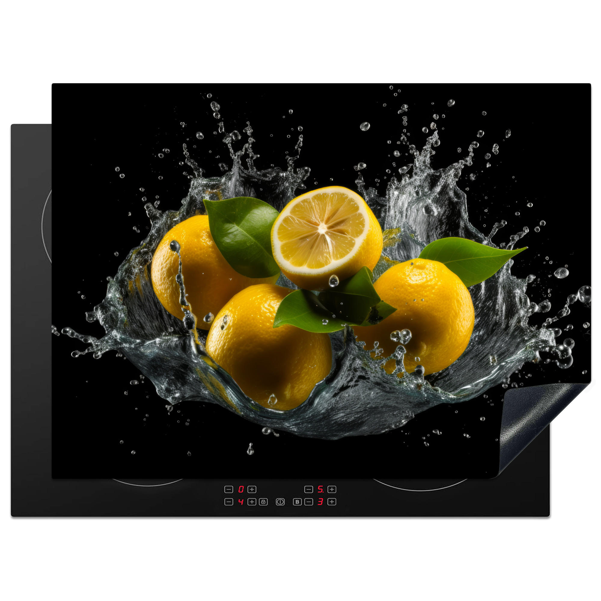 HERDABDECKPLATTE Zitrone - Obst - Gelb - Schwarz 70x52 cm - Gelb, Kunststoff (70/0.2/52cm) - MuchoWow