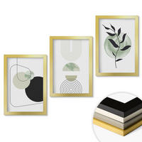 WANDBILDER 3er Set - 20x30 cm Goldrahmen - Abstrakte Pflanzenformen - Goldfarben, Kunststoff (20/30cm) - ArtPrintCave