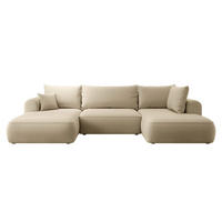 WOHNLANDSCHAFT Ovo Beige Velours - Beige/Schwarz, Textil (380/95/167cm) - Selsey