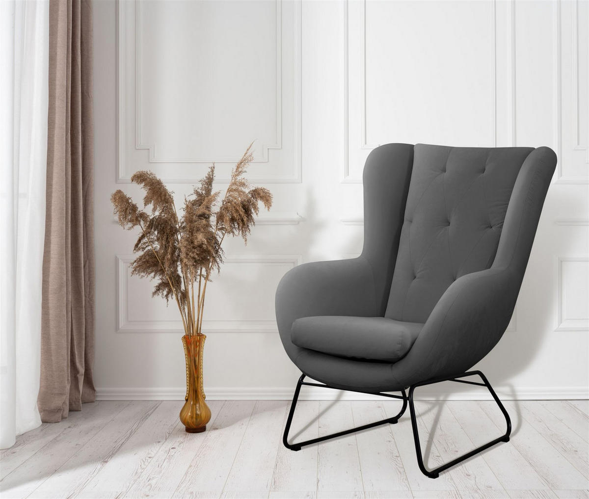 SESSEL Artemis In Kronos - Hellgrau, Holzwerkstoff/Textil (80/105/100cm) - Fun Möbel