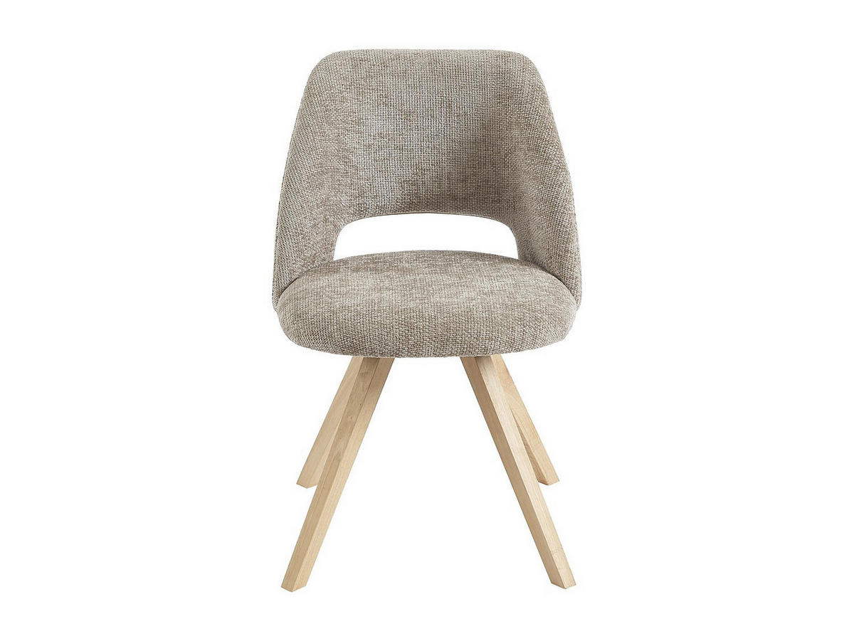 STUHL 2er-Set - Stoff & Kautschukholz - Taupe - VESIANI - Braun, Textil (53.5/81/58cm) - Vente-Unique