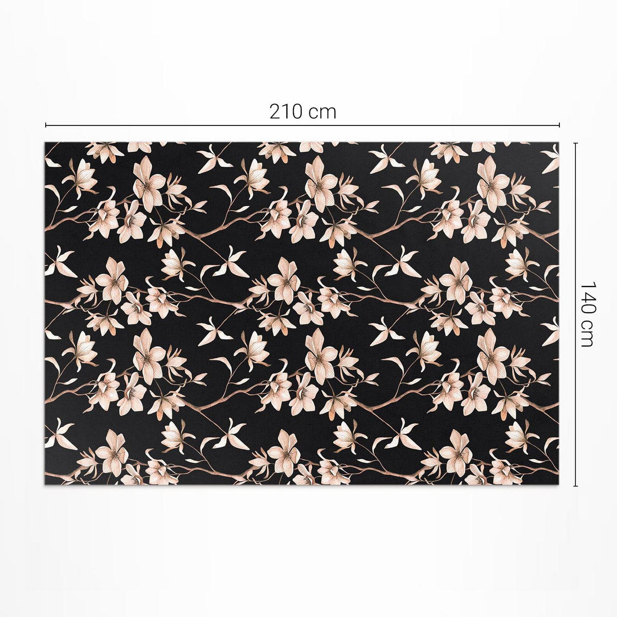 TEPPICH 140x210 cm Helle Blumen auf Zweigen Vintage Muster - Schwarz, Kunststoff (140/210cm) - Wallfluent