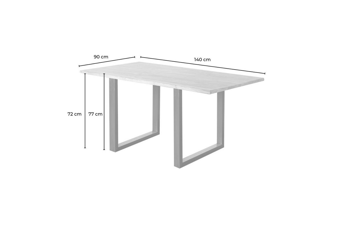 ESSTISCH LORE Holz Akazie - Schwarz/Naturfarben, Holz/Metall (90/140/77cm) - KAWOLA