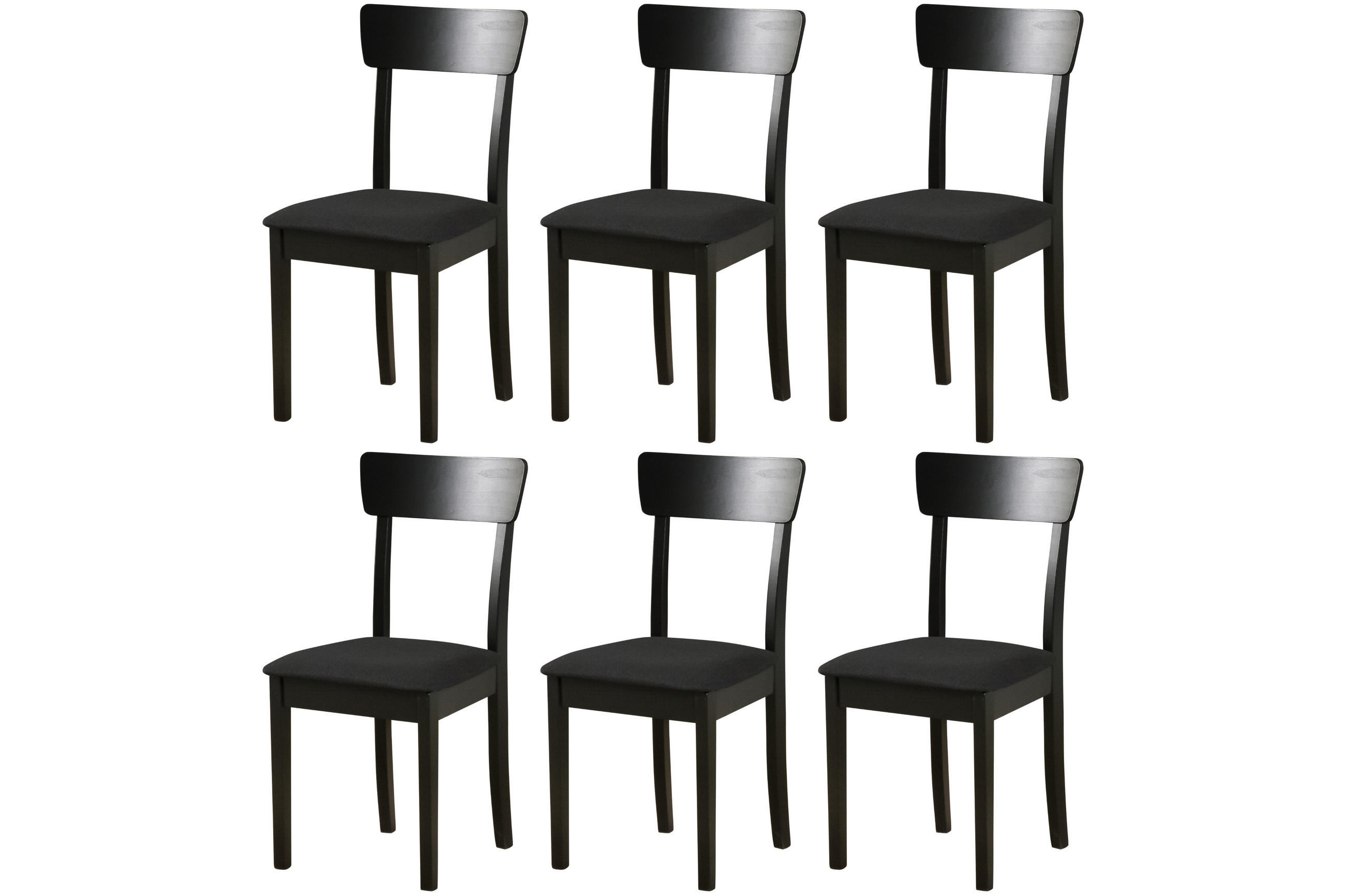STUHL Hugo 1 (6er Set) - Schwarz, Holz (43/86/40cm) - Leaf Design