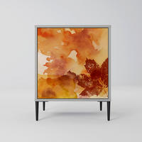 SIDEBOARD TRACES OF AUTUMN, Grau, 57,5x42x72,5 cm, Schwarze Metallfüße - Multicolor/Schwarz, Holzwerkstoff/Metall (57.5/72.5/42cm) - SpaceRebels